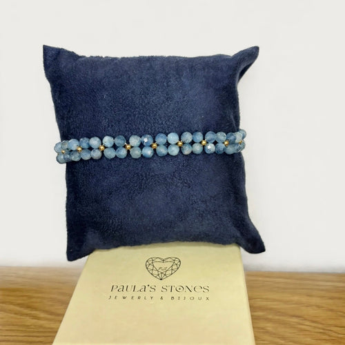 Bracciale in Acquamarina naturale 4mm - Peace Collection - Acciaio inox anallergico