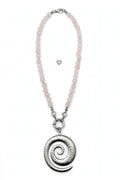Collana Quarzo Rosa con ciondolo Spirale - Simbolo della vita. Silver