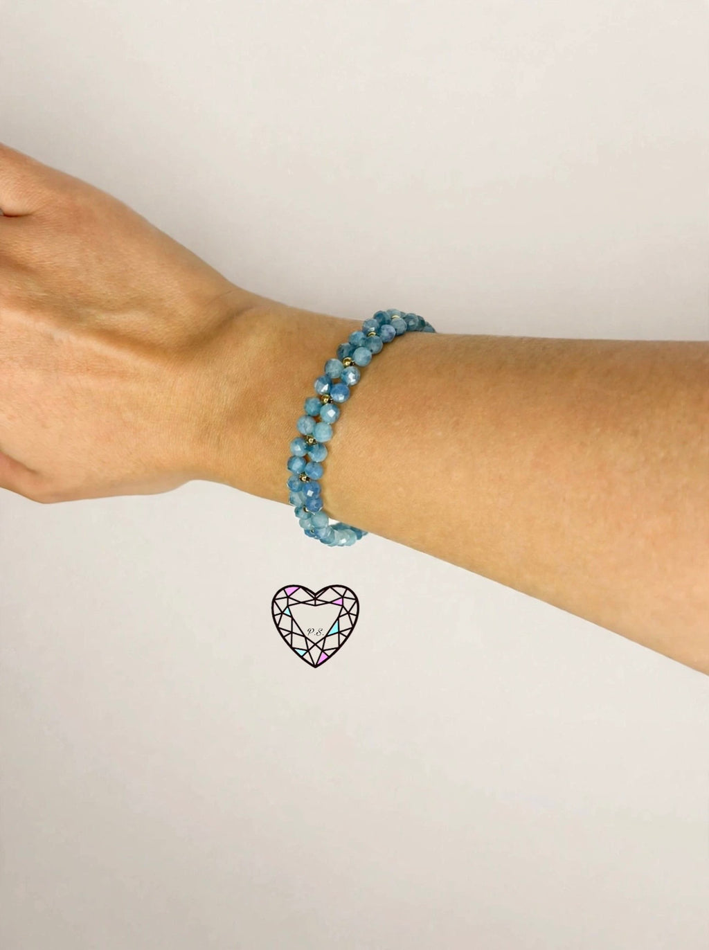 Bracciale in Acquamarina naturale 4mm - Peace Collection - Acciaio inox anallergico