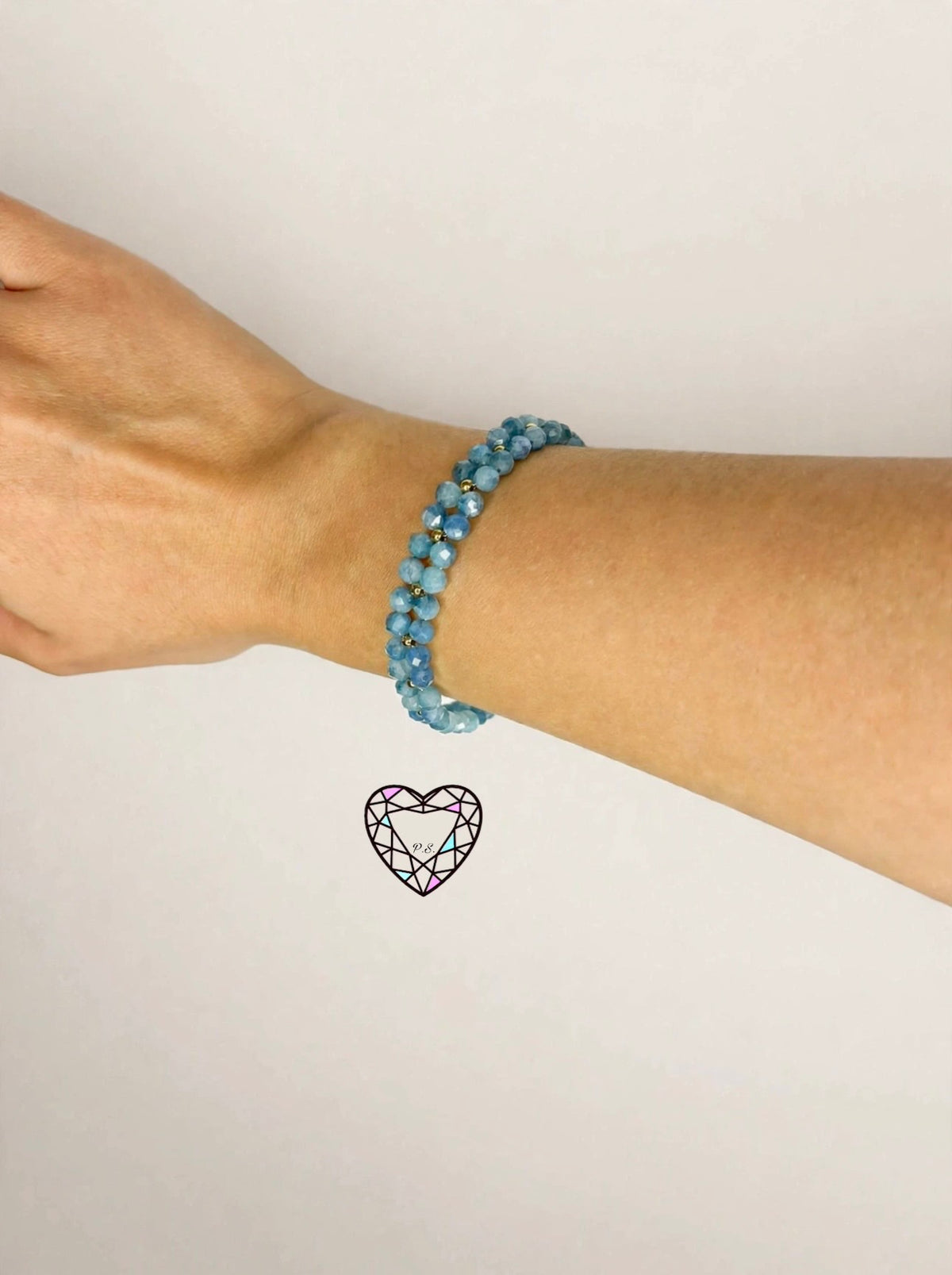 Bracciale in Acquamarina naturale 4mm - Peace Collection - Acciaio inox anallergico