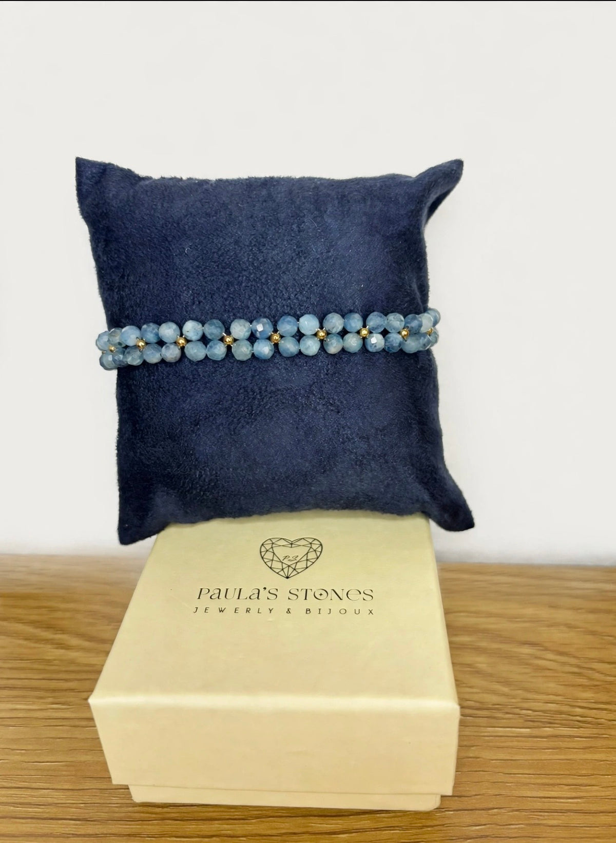 Bracciale in Acquamarina naturale 4mm - Peace Collection - Acciaio inox anallergico