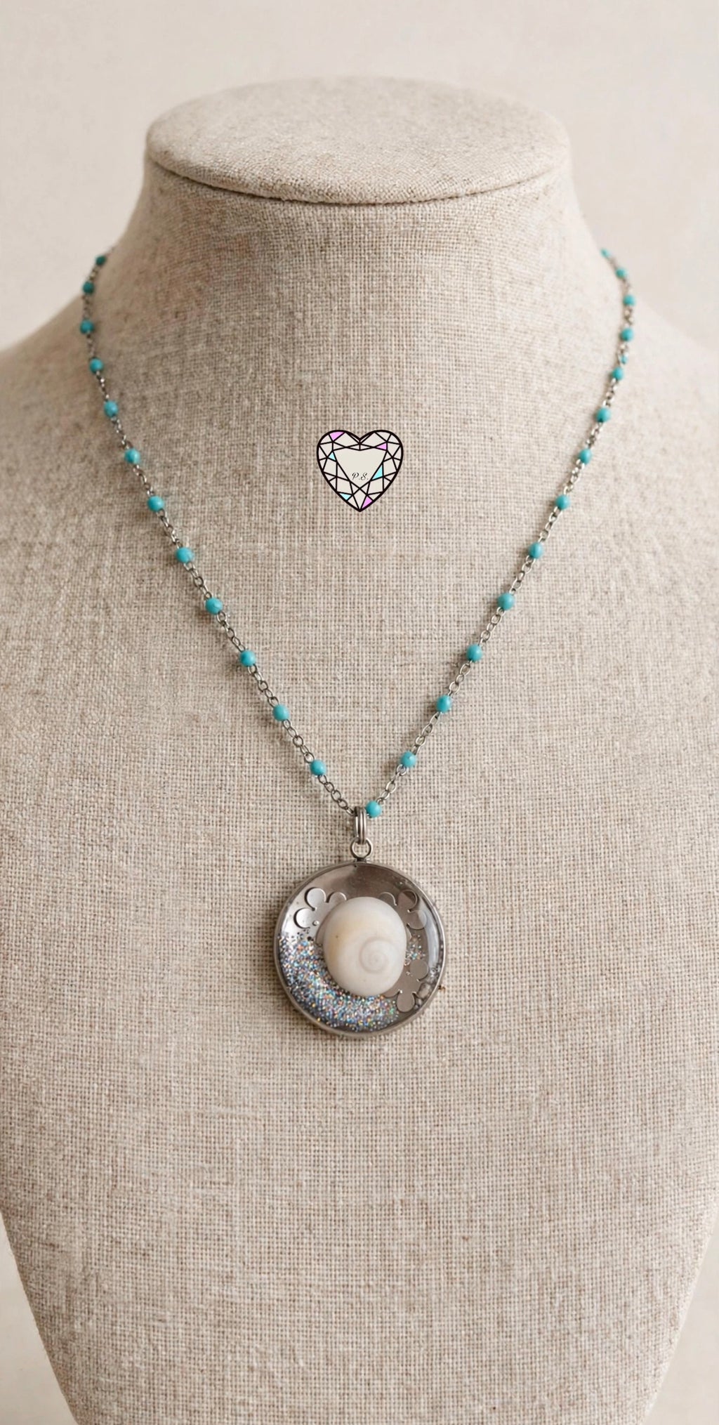 Collana Occhio di Santa Lucia in Resina. Catenina silver -Amuleto del mare